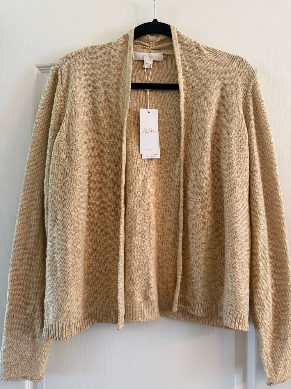 Lilly Pulitzer Wicker Tan Metallic Faretta Cardigan